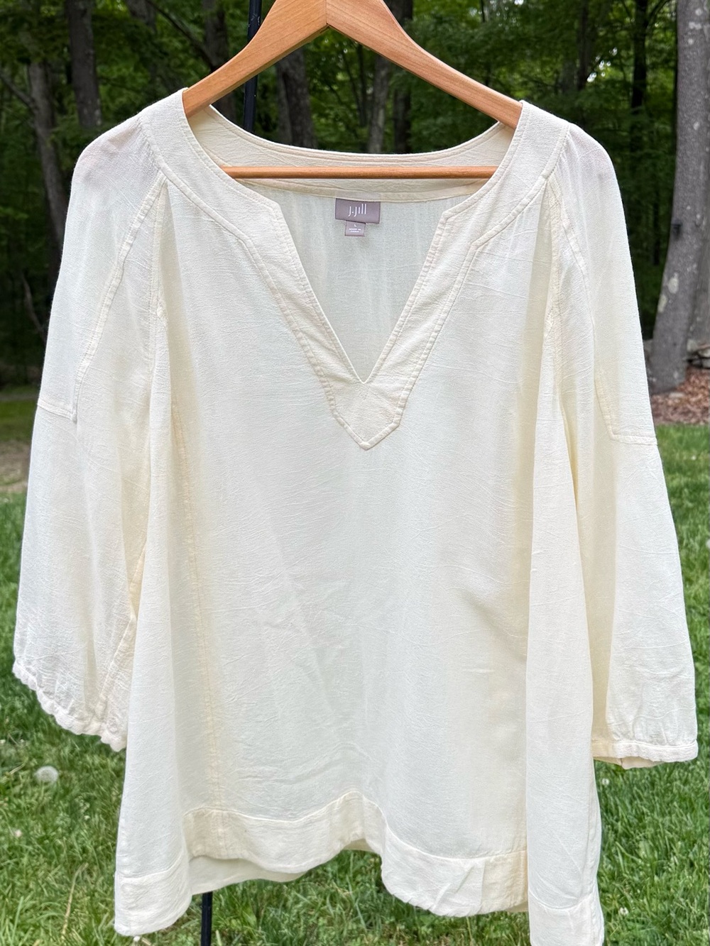 J.Jill textured split-neck popover tunic blouse